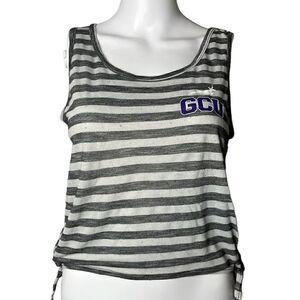 Venley Horizontal Striped GCU Cropped Tank Top Grey Size Small